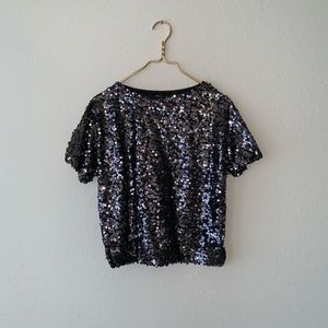 Black sequin top